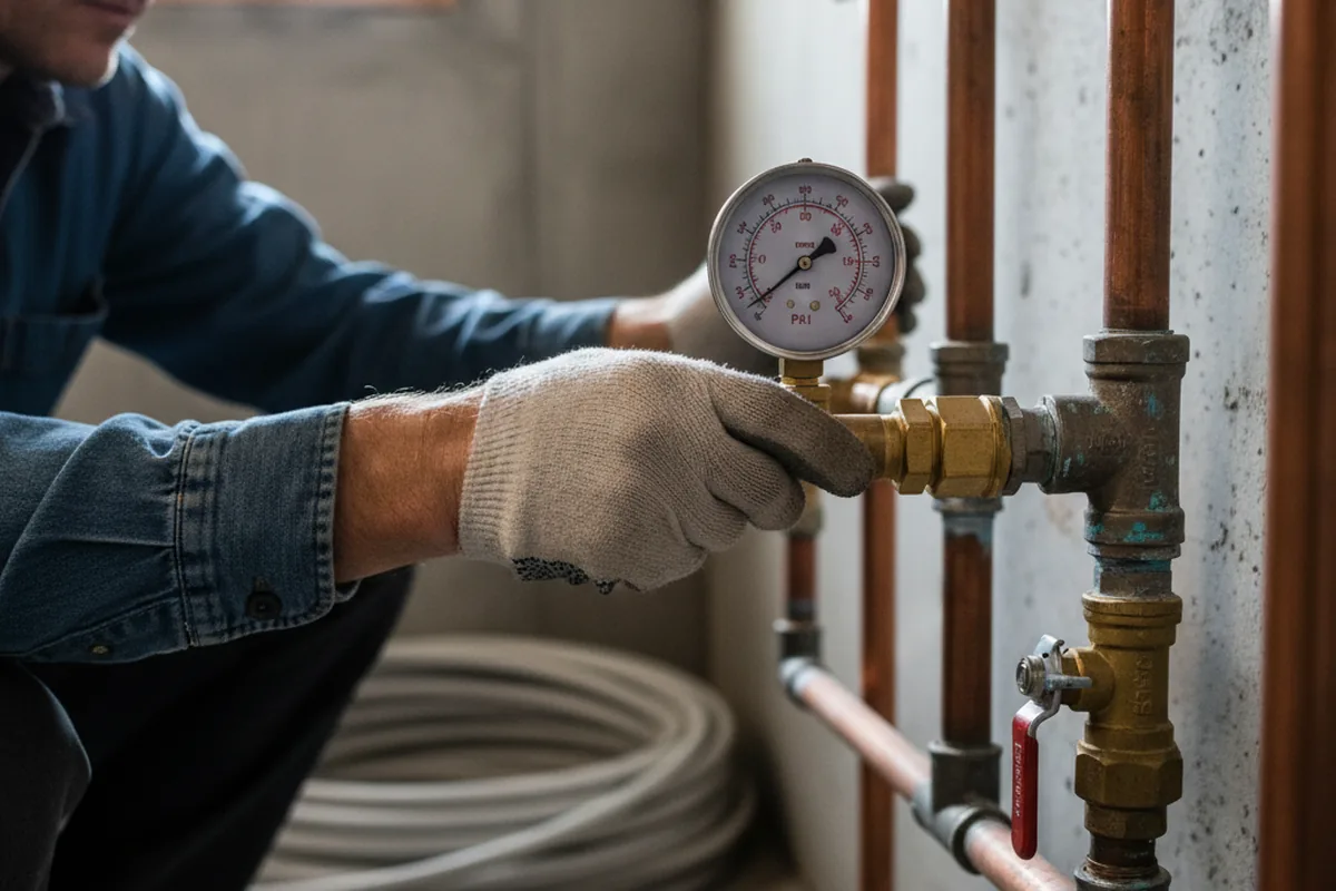 Pressure testing a repaired line during Water Line Repair in Biddeford Pool